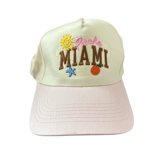 Parke Accessories - Parke Miami Embroidered Trucker Hat Cream Pink Snapback Adjustable NWOT